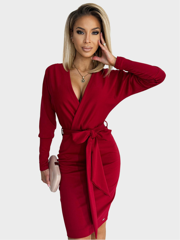 numoco Rochie plic cu decolteu la spate - burgundia Numoco CELIA