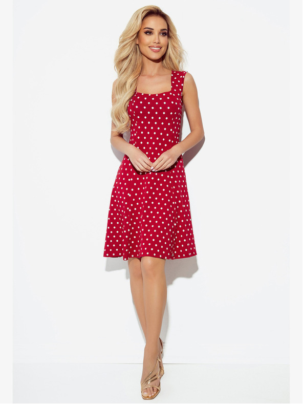 numoco Rochie cu decolteu - maro cu buline Numoco STELLA