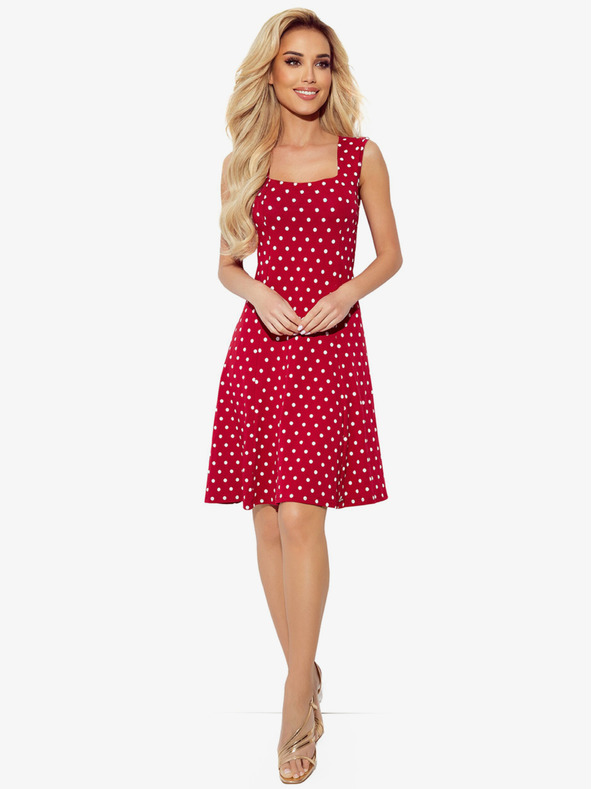 numoco Rochie cu decolteu - maro cu buline Numoco STELLA