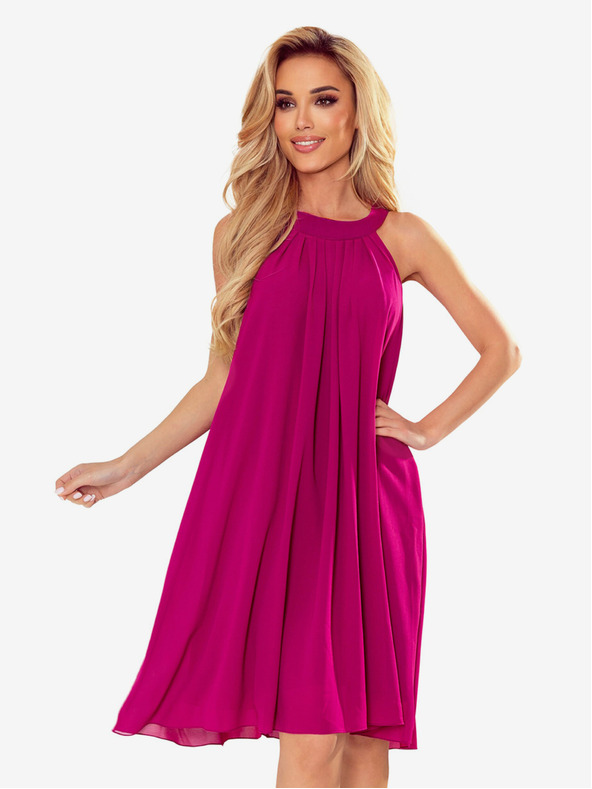 numoco Rochie din șifon cu cravată - fucsia Numoco ALIZEE