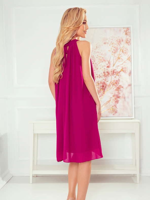 numoco Rochie din șifon cu cravată - fucsia Numoco ALIZEE