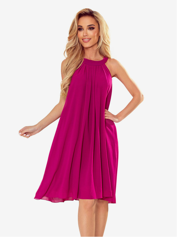 numoco Rochie din șifon cu cravată - fucsia Numoco ALIZEE