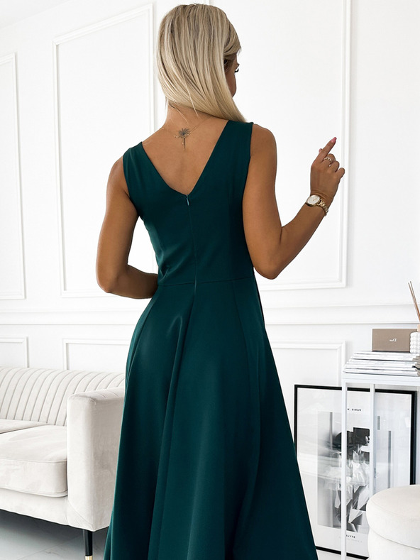 numoco Rochie lungă elegantă cu decolteu - verde Numoco CINDY