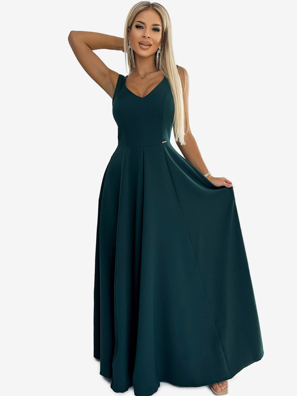 numoco Rochie lungă elegantă cu decolteu - verde Numoco CINDY