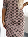 numoco Rochie cu fermoare aurii - bej cu model negru Numoco MARY