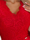 numoco Rochie cu mânecă lungă și decolteu din dantelă - Red Numoco