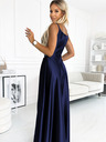 numoco Rochie maxi elegantă fără bretele din satin - albastru închis Numoco CHIARA