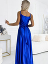 numoco Rochie lungă elegantă din satin cu decolteu în formă de inimă și crăpătură pe picior - albastru Numoco JULIET