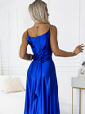 numoco Rochie lungă elegantă din satin cu decolteu în formă de inimă și crăpătură pe picior - albastru Numoco JULIET