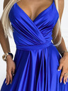 numoco Rochie lungă elegantă din satin cu decolteu în formă de inimă și crăpătură pe picior - albastru Numoco JULIET