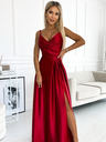 numoco Rochie maxi elegantă din satin cu bretele - roșu Numoco CHIARA