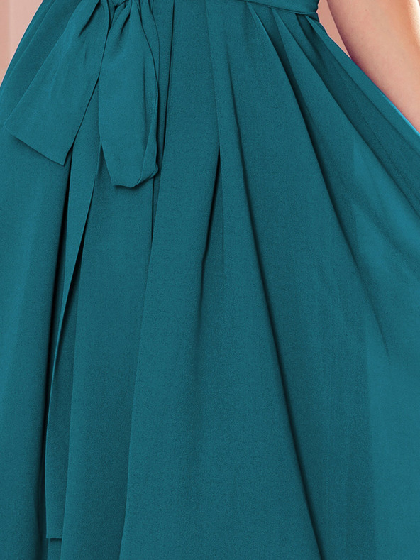 numoco Rochie din șifon cu cravată - culoarea mării Numoco ALIZEE