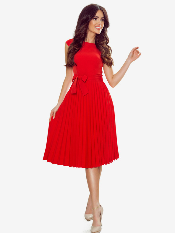 numoco Rochie plisată cu mâneci scurte - roșu Numoco LILA