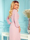 numoco Rochie plisată cu gât rotund și mâneci lungi - roz pudră Numoco ISABELLE