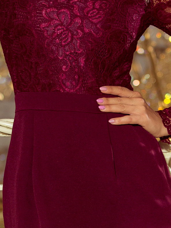 numoco Rochie creion elegantă cu dantelă - burgundy Numoco EMMA