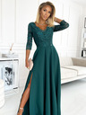 numoco Rochie lungă elegantă din dantelă cu decolteu - verde Numoco AMBER