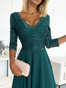 numoco Rochie lungă elegantă din dantelă cu decolteu - verde Numoco AMBER