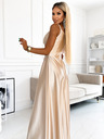 numoco Rochie maxi elegantă din satin fără bretele - auriu Numoco CHIARA