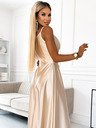 numoco Rochie maxi elegantă din satin fără bretele - auriu Numoco CHIARA