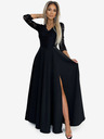 numoco Rochie lungă dantelată, elegantă, cu decolteu și crăpătură pe picior - negru Numoco AMBER