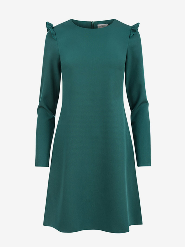 numoco Rochie trapez cu volane - verde Numoco NELL