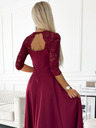 numoco Rochie lungă elegantă maxi cu decolteu din dantelă - burgundy Numoco AMBER