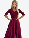 numoco Rochie lungă elegantă maxi cu decolteu din dantelă - burgundy Numoco AMBER