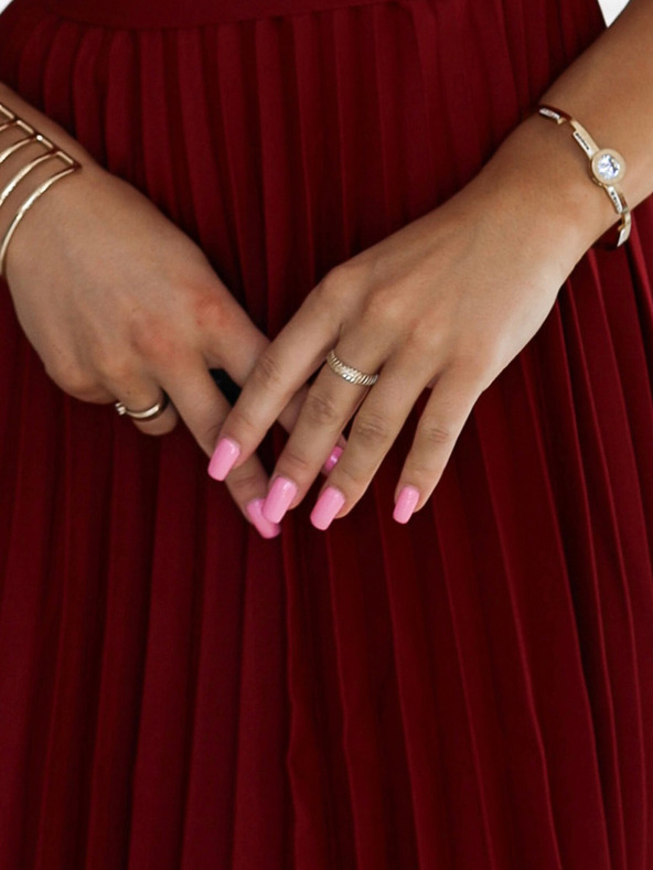 numoco Rochie plisată cu mânecă scurtă - burgundia Numoco LILA