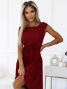 numoco Rochie plisată cu mânecă scurtă - burgundia Numoco LILA