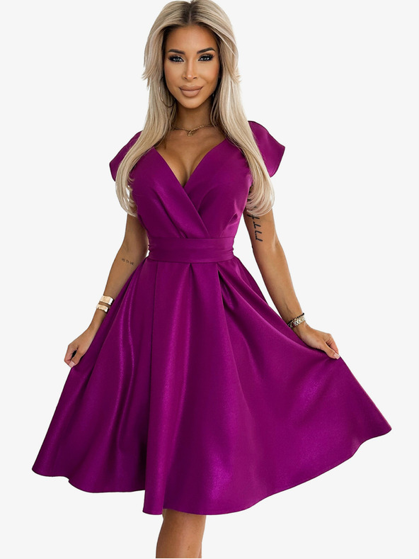 numoco Rochie cu decolteu evazat - fucsia cu sclipici Numoco SCARLETT