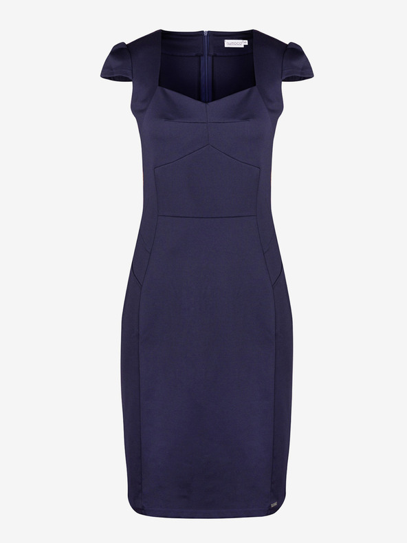 numoco Rochie midi elegantă cu decolteu frumos - albastru închis Numoco NICOLLE