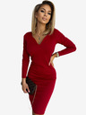 numoco Rochie clasică cu gât rotund și mâneci lungi - Burgundy Numoco ANGELA