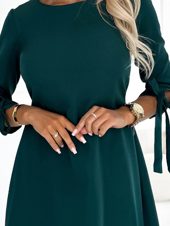 numoco Rochie trapez cu fundițe - verde Numoco ALICE