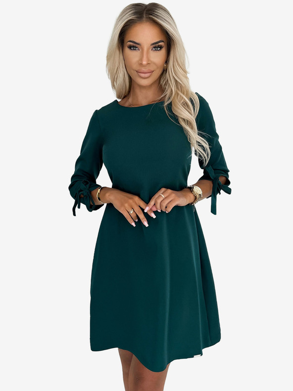 numoco Rochie trapez cu fundițe - verde Numoco ALICE