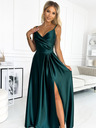 numoco Rochie maxi elegantă fără bretele din satin - verde Numoco CHIARA