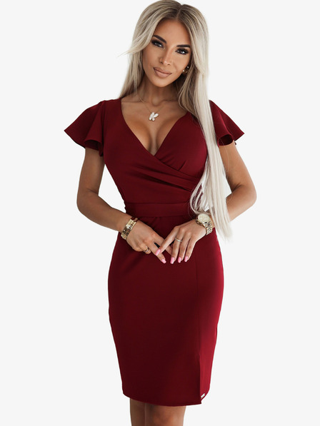 numoco Numoco NINA Rochie elegantă cu decolteu creion - Burgundy