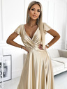 numoco Rochie lungă din satin cu decolteu - auriu Numoco CRYSTAL