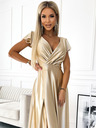numoco Rochie lungă din satin cu decolteu - auriu Numoco CRYSTAL