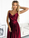 numoco Rochie maxi elegantă din satin fără bretele - burgundia Numoco CHIARA