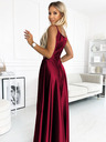 numoco Rochie maxi elegantă din satin fără bretele - burgundia Numoco CHIARA