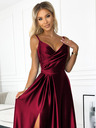 numoco Rochie maxi elegantă din satin fără bretele - burgundia Numoco CHIARA