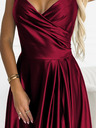 numoco Rochie maxi elegantă din satin fără bretele - burgundia Numoco CHIARA