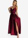 numoco Rochie maxi elegantă din satin fără bretele - burgundia Numoco CHIARA