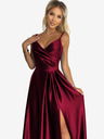 numoco Rochie maxi elegantă din satin fără bretele - burgundia Numoco CHIARA