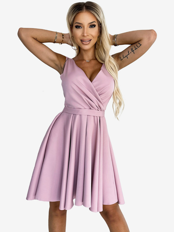 numoco Rochie cu spate mai lung, decolteu și curea - roz murdar Numoco MAYA