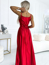 numoco Rochie lungă elegantă din satin cu decolteu și fantă pe picior - roșu Numoco JULIET