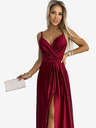 numoco Rochie lungă elegantă din satin, cu decolteu și fantă pentru picioare - burgundia Numoco JULIET
