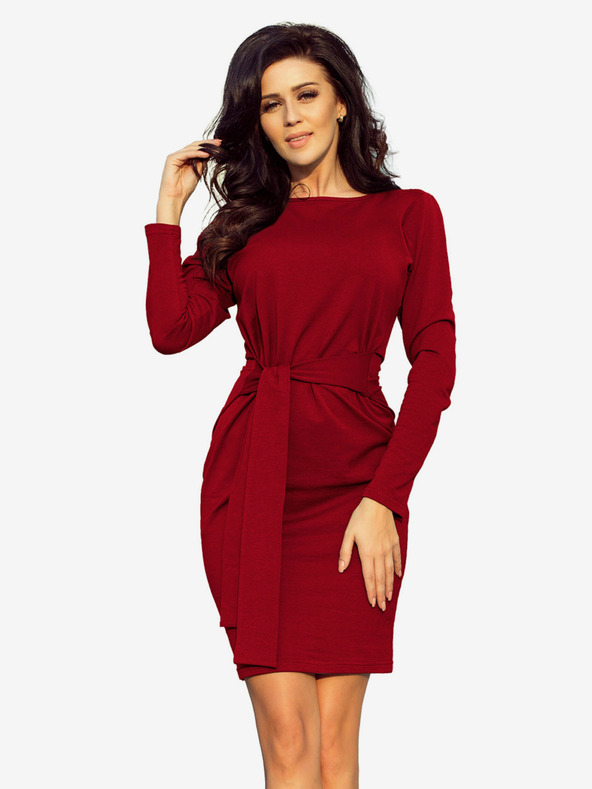 numoco Rochie cu curea lată - burgundia Numoco