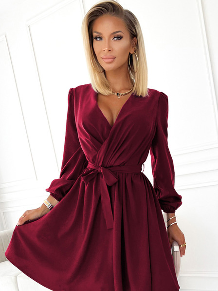 numoco Rochie de damă cu decolteu - burgundia Numoco BINDY