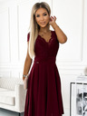 numoco Rochie din șifon cu decolteu din dantelă - Burgundy Numoco LINDA